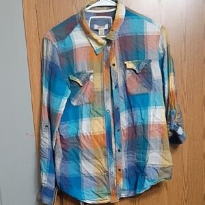Arizona Jean Company Multicolor Plaid Button Down Shirt